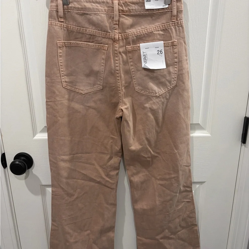 VERVET by Flying Monkey High-Rise Distressed Wide-Leg Jeans in Dusty Rose - Picture 2 of 2